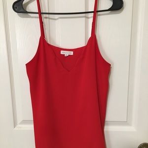 Scallop neck sexy red spaghetti strap